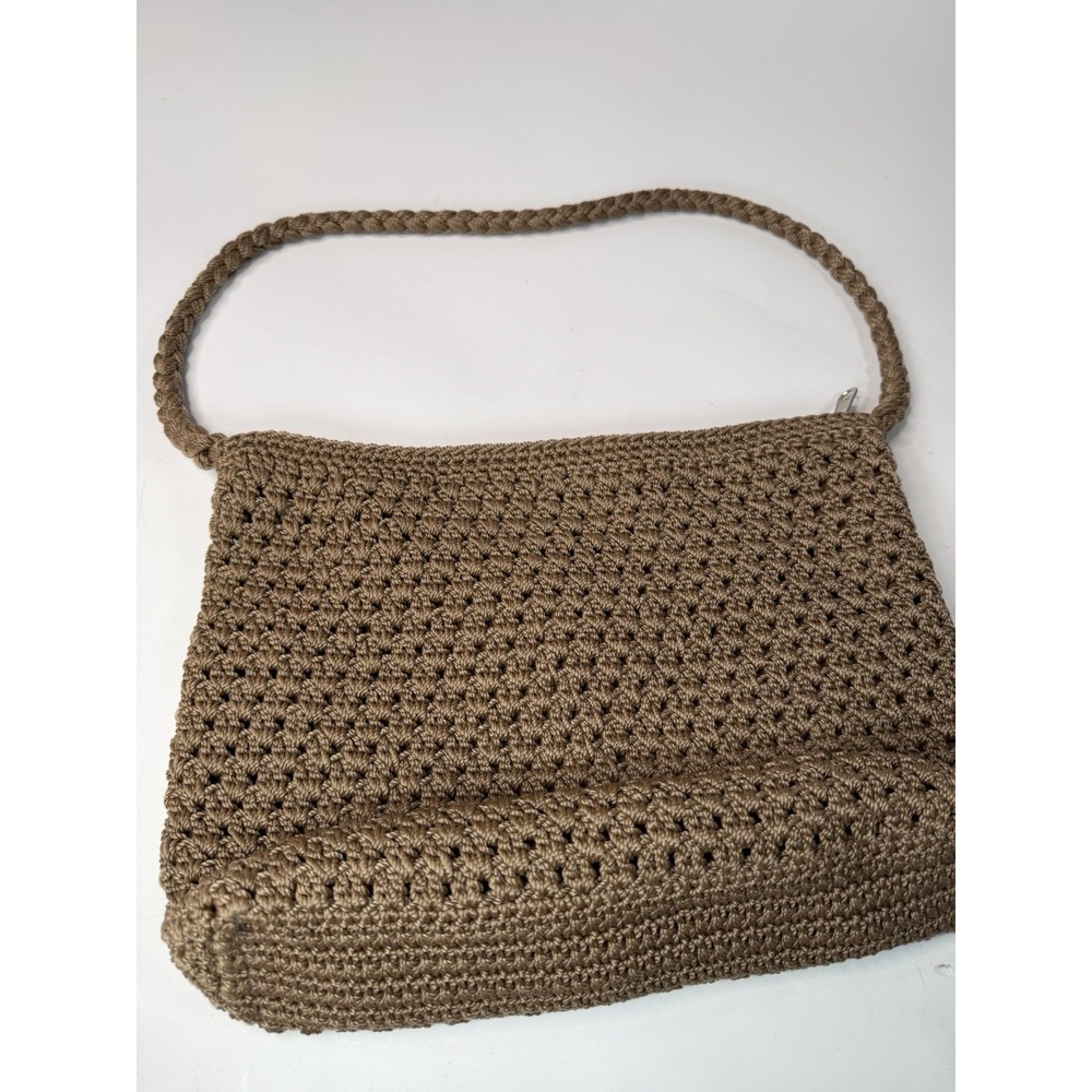 Lina Brown Woven Handbag With beige/brown Interior and Zipper clossue